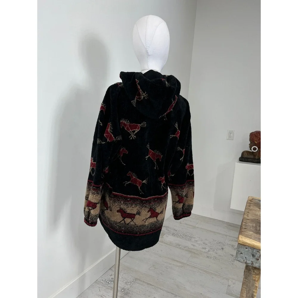 Novelty Print Fleece‎ Zip Up Women's Cinched Waist Jacket